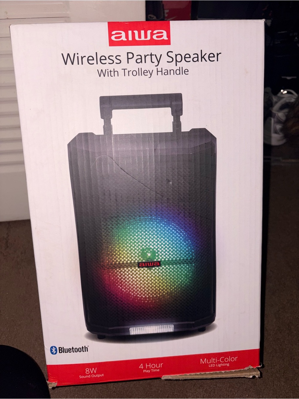Black Portable Wireless Party Speaker with Multi-Color LED